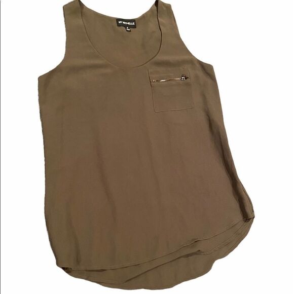 My Michelle Olive Green Sleeveless Shirt Sz Small - Picture 1 of 10
